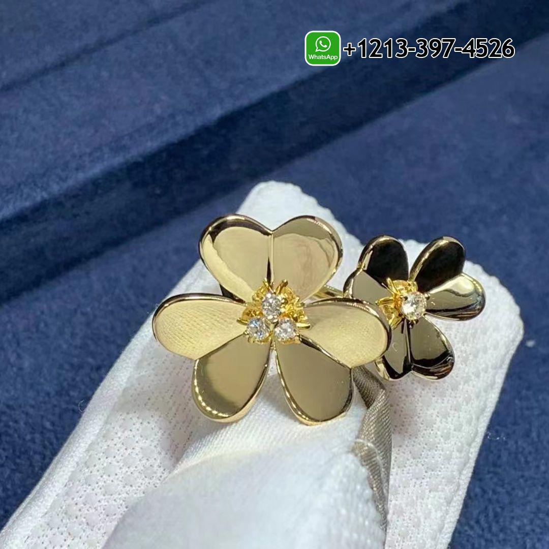 Van Cleef & Arpels Frivole 18k Yellow Gold Diamond Flower Between the Finger Ring VCARB67600