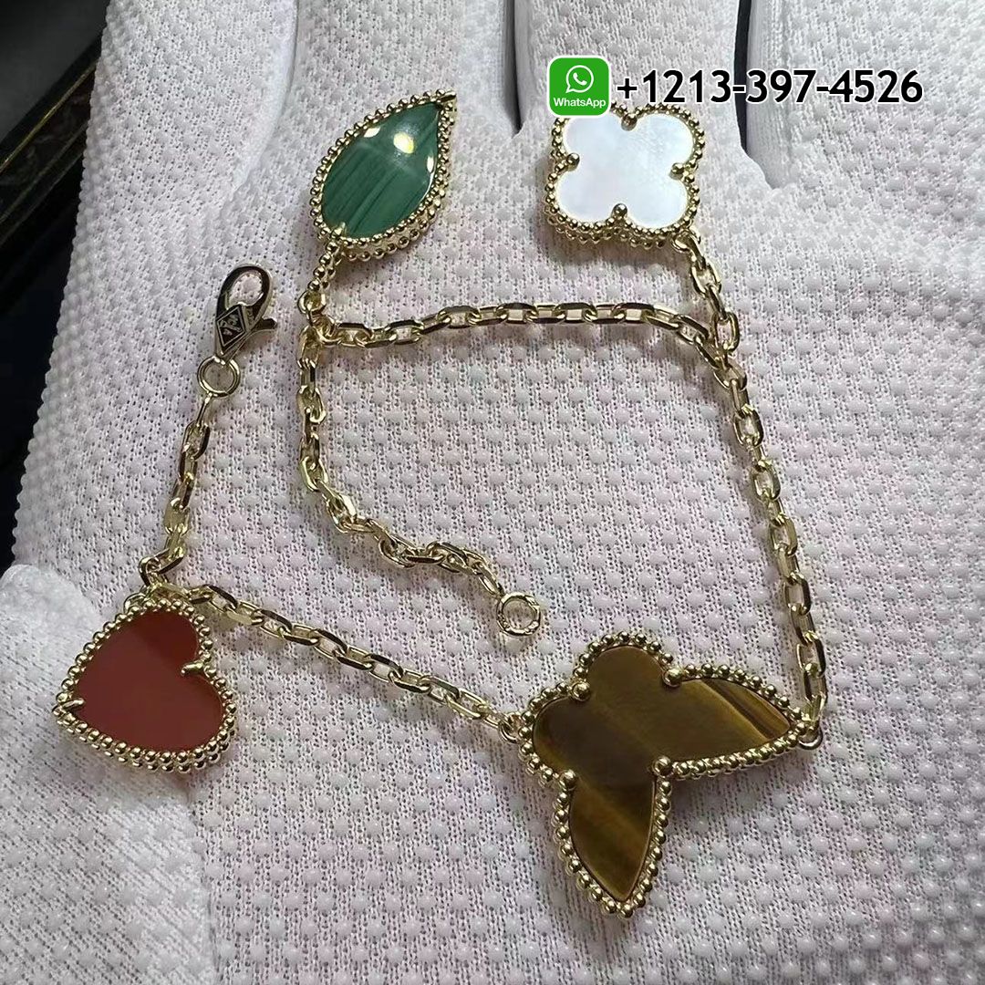 Van Cleef & Arpels Lucky Alhambra 18k Yellow Gold 4 Motifs Bracelet VCARD79600