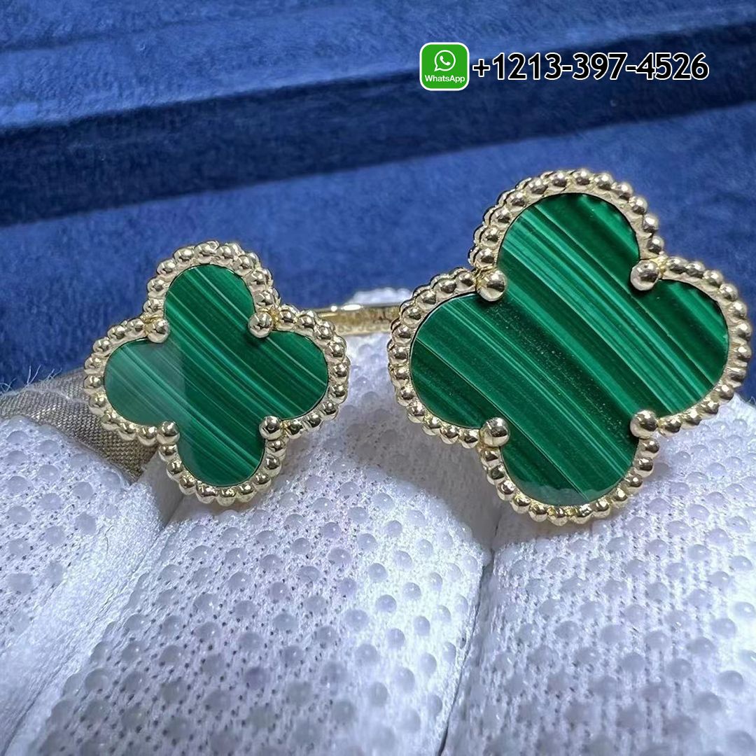Van Cleef & Arpels Magic Alhambra Malachite 18K Yellow Gold Between the Finger Ring VCARO3MI00