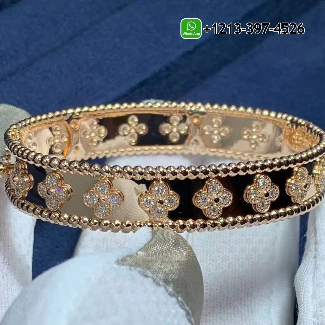 Van Cleef & Arpels Perlee Clovers Diamonds 18k Rose Gold Bracelet VCARN5B200