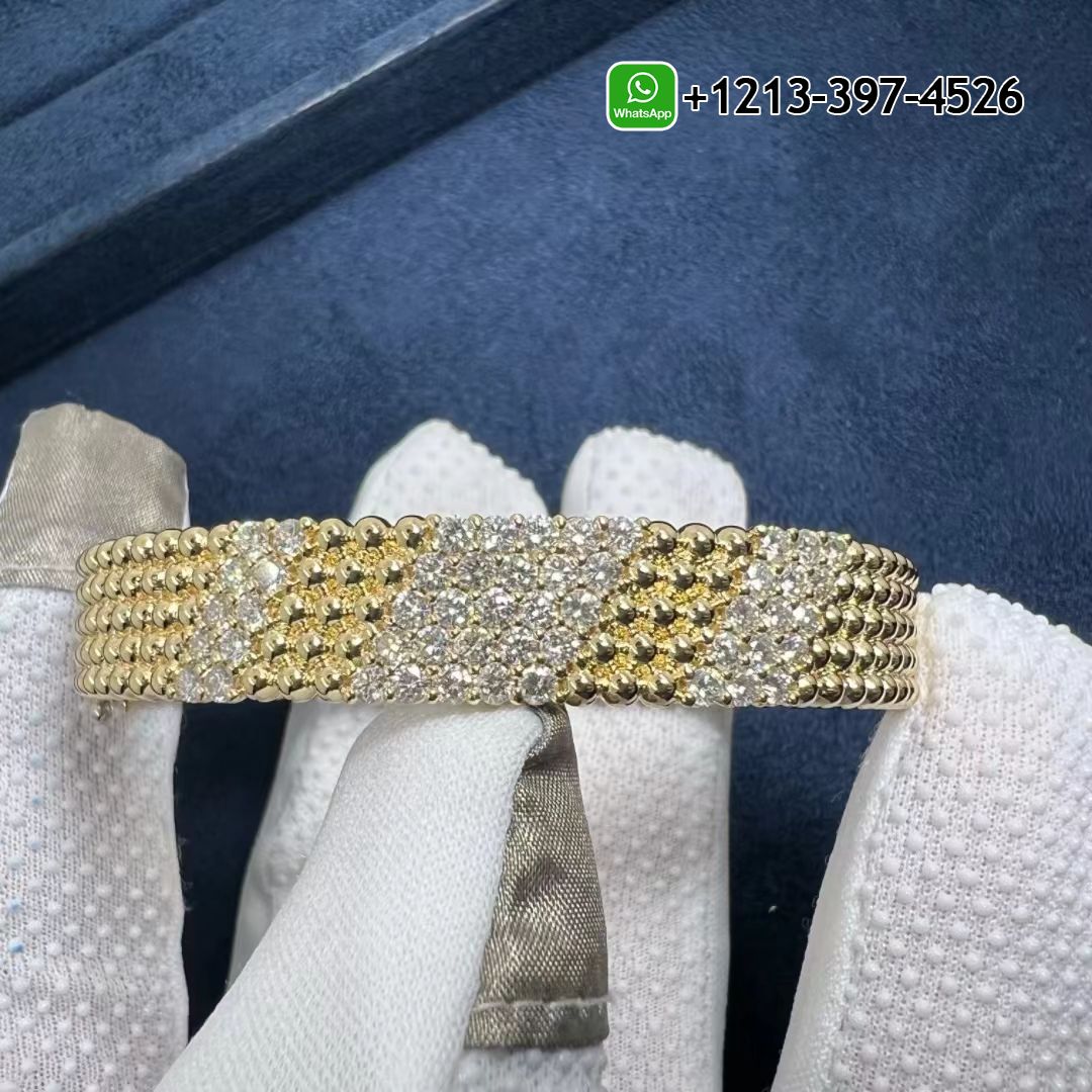 Van Cleef & Arpels Perlée Diamond 5 Row 18k Yellow Gold Medium Model Bracelet VCARPFYE00