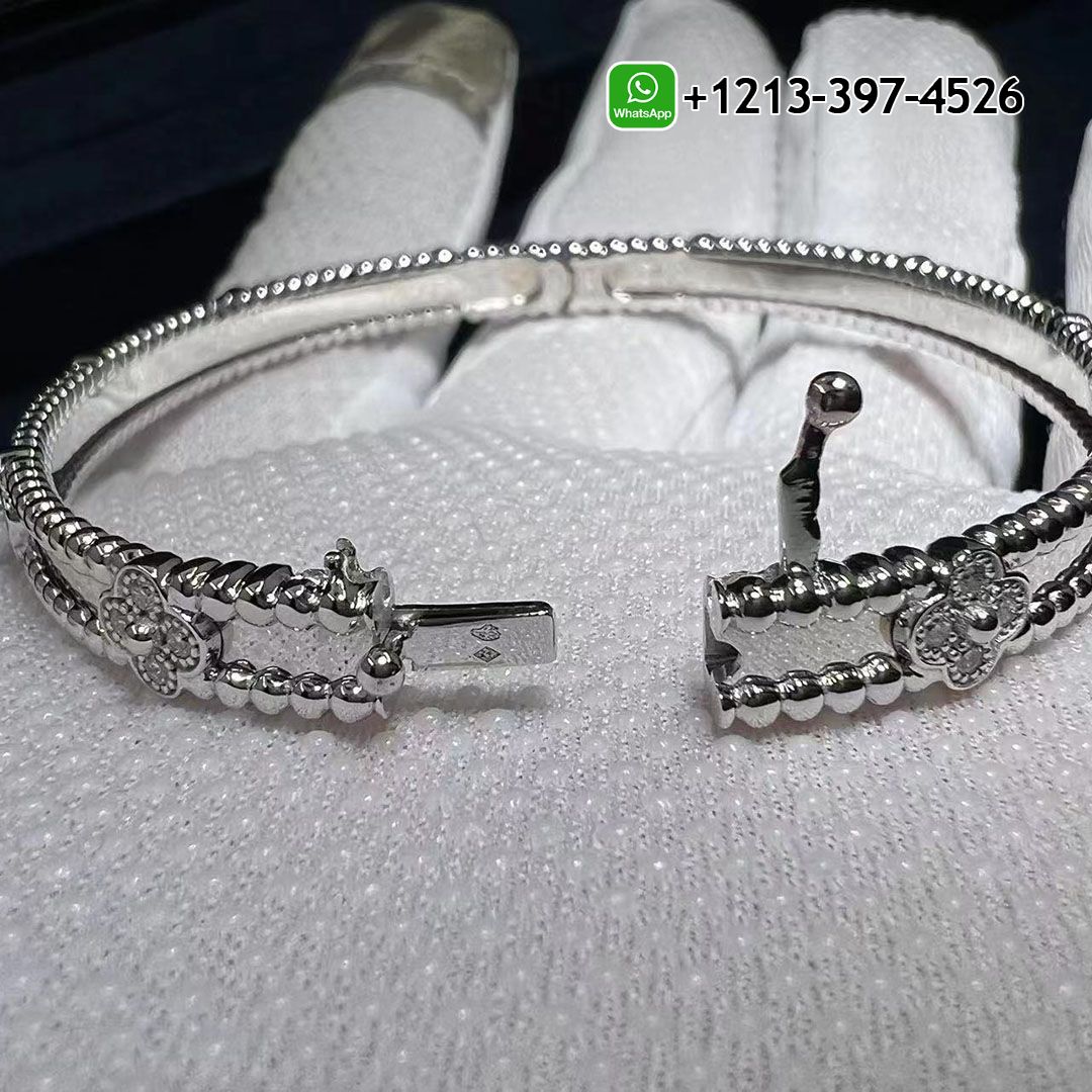 Van Cleef & Arpels Perlée Sweet Clovers 18k White Gold Diamonds Bracelet VCARP6XB00