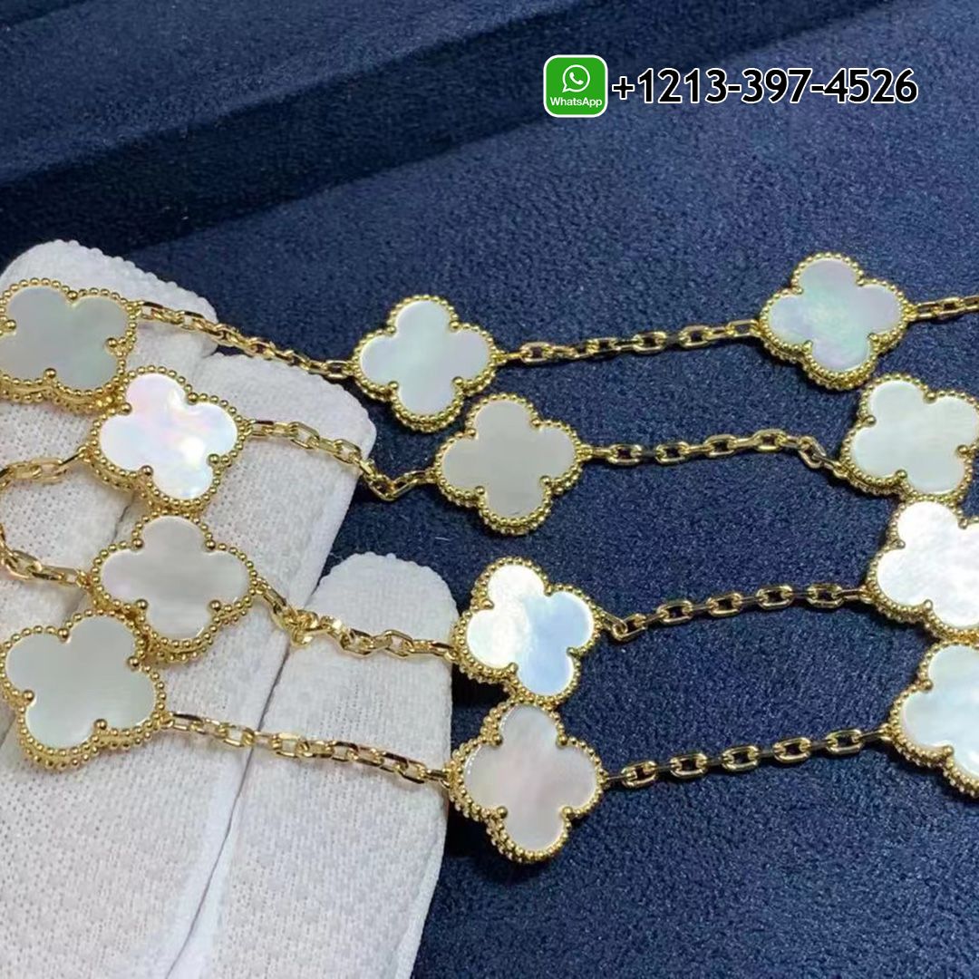 Van Cleef & Arpels Vintage Alhambra Mother of Pearl 20 Motif 18K Yellow Gold Necklace VCARA42100