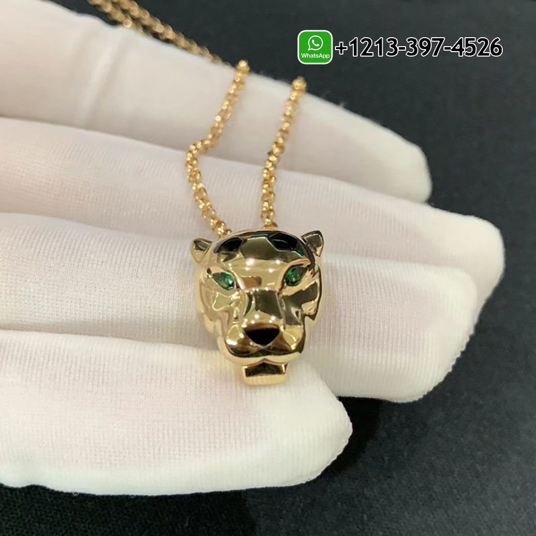 Best Sellers 1:1 Quality Panthère de Cartier 18K Yellow Gold Tsavorite Garnets Necklace B7224756