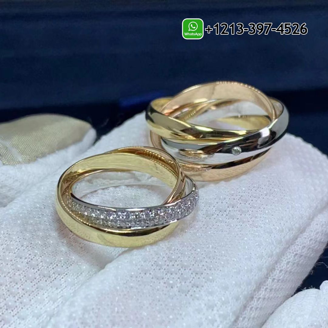 Cartier 18k Gold Pink, Yellow, White Diamond Trinity de Cartier 3 Brand Ring B4086000