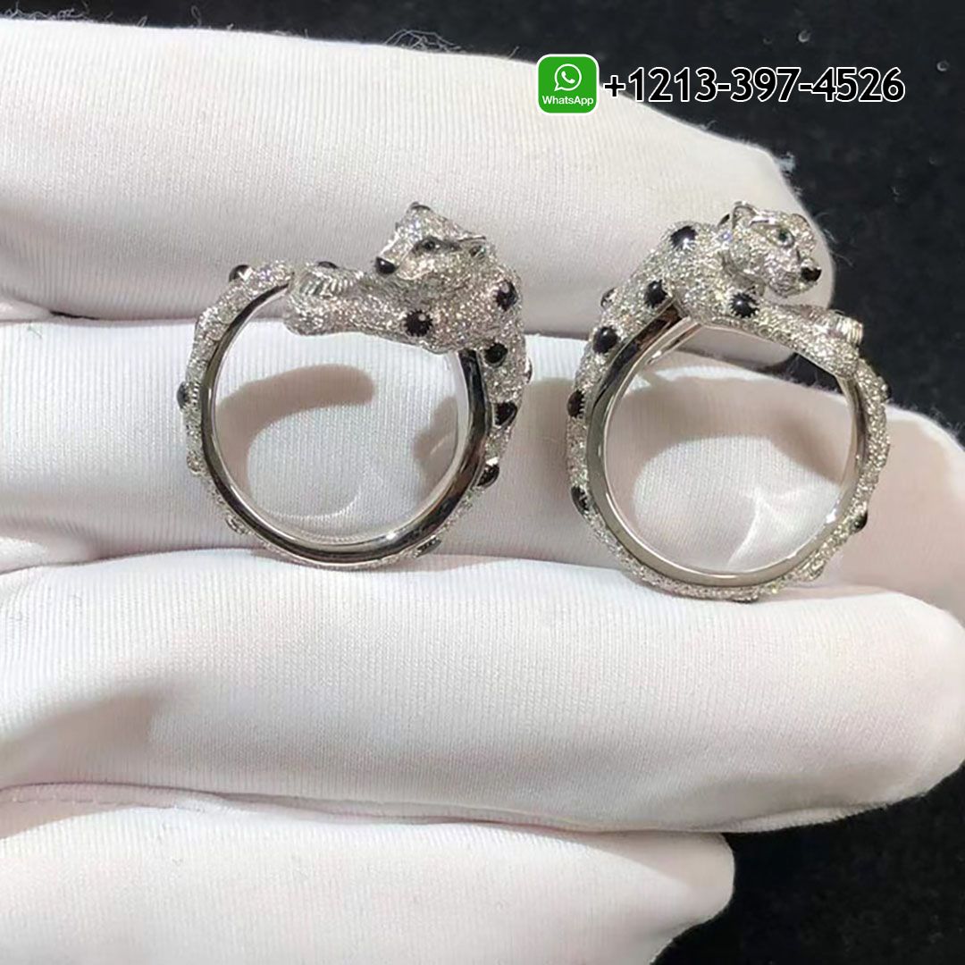 Cartier 18k White Gold Pave Diamond Panthère de Cartier Earrings H8000330