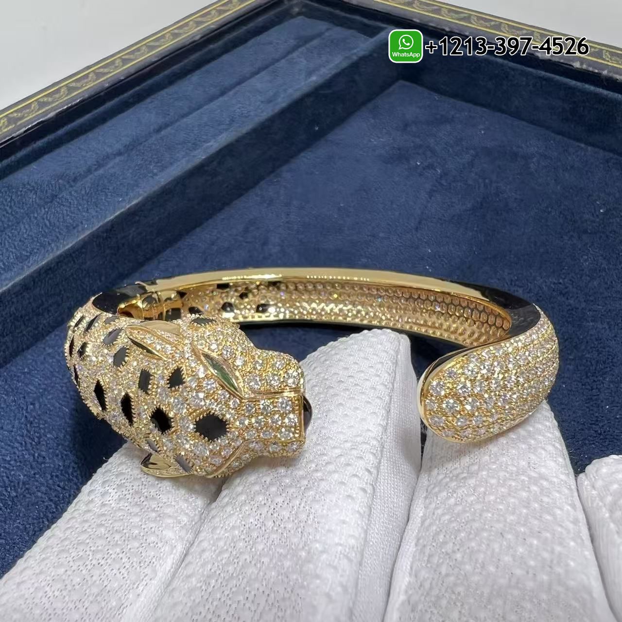 Cartier 18k Yellow Gold Full Pave Diamonds Onyx Panthère de Cartier High Jewelry Bracelet H6013117