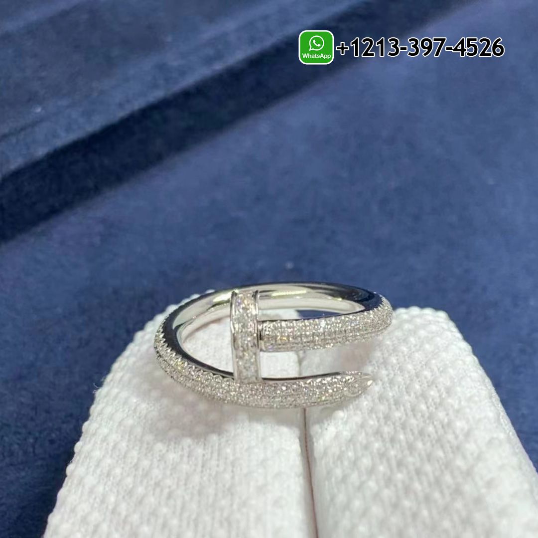 Cartier Juste un Clou Full Diamonds Paved 18k White Gold Nail Ring N4748700