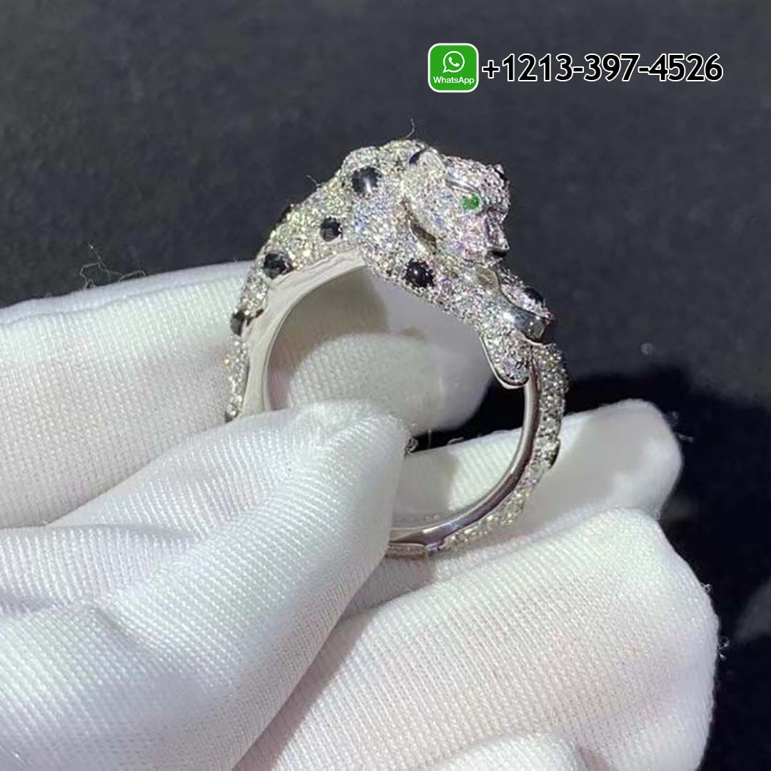 Cartier Panthere 18k White Gold Diamond Paved Onyx Ring N4748900