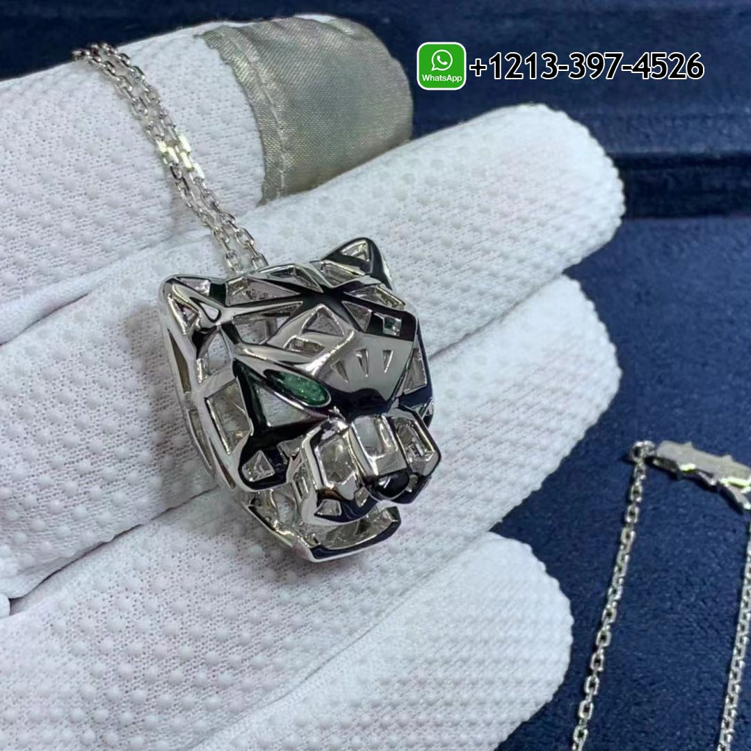 Cartier Solid 18k White Gold Panthère De Cartier Pendant Necklace