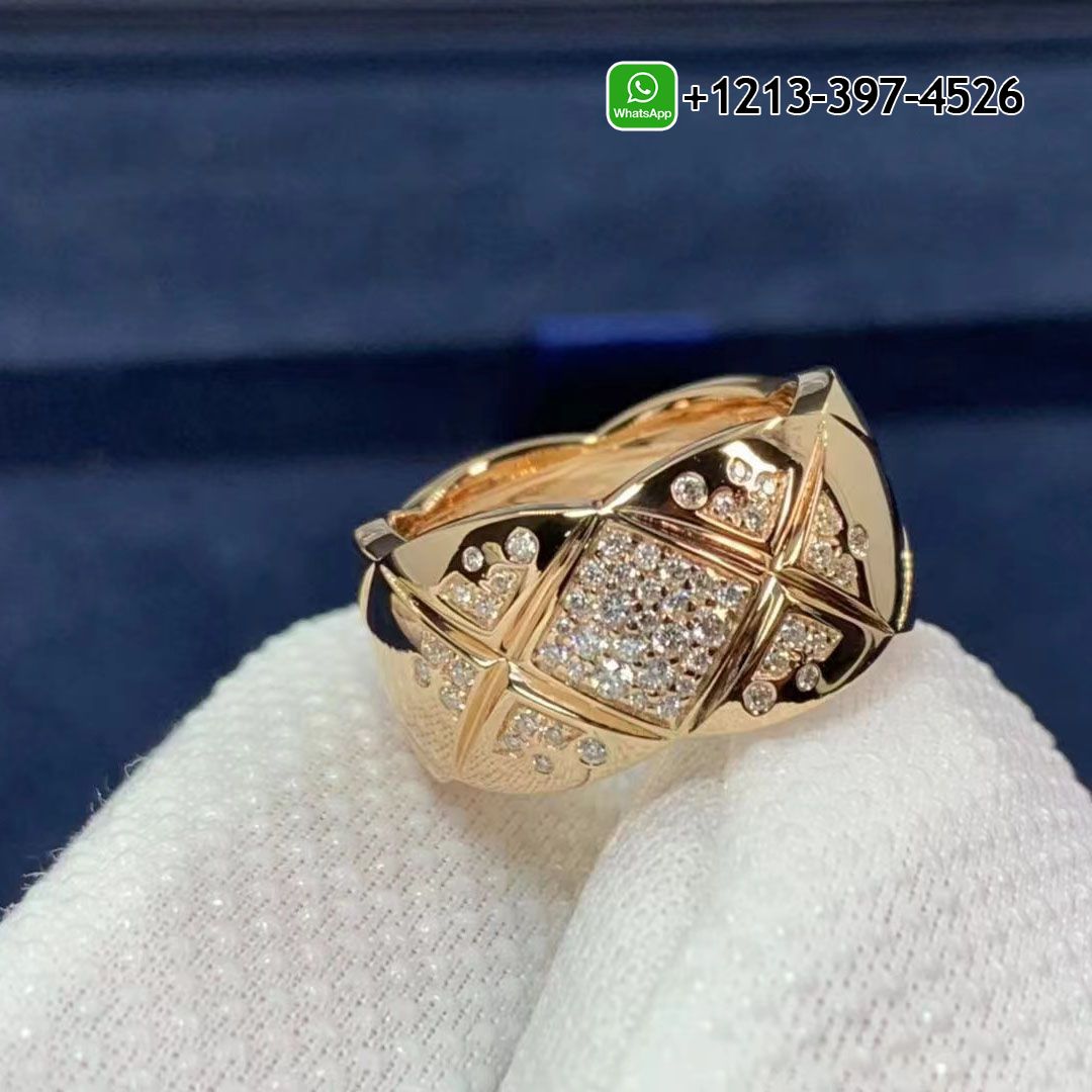 Chanel Beige / Rose Gold Diamond Coco Crush Ring J11100
