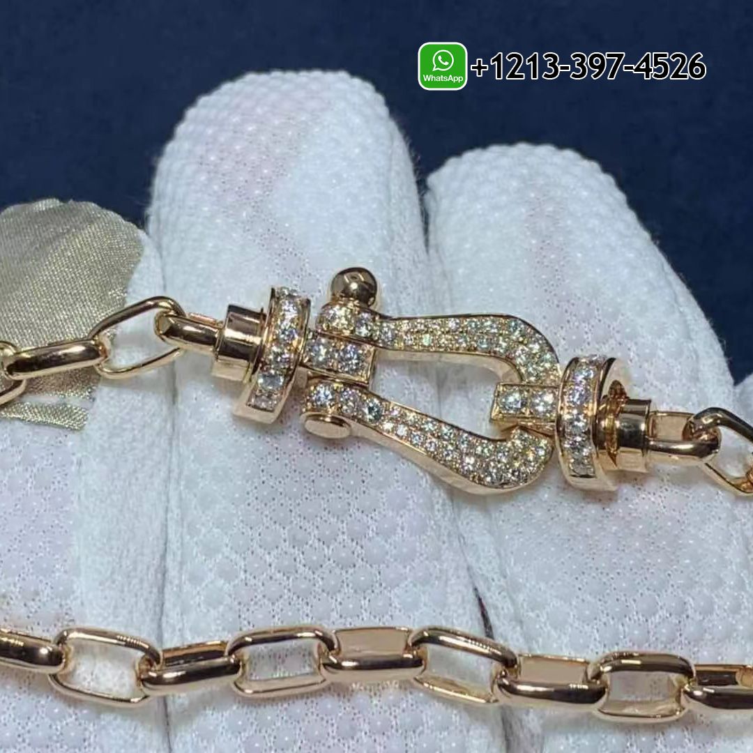 Fred Force 10 18k Rose Gold And Diamonds Large Model Bracelet