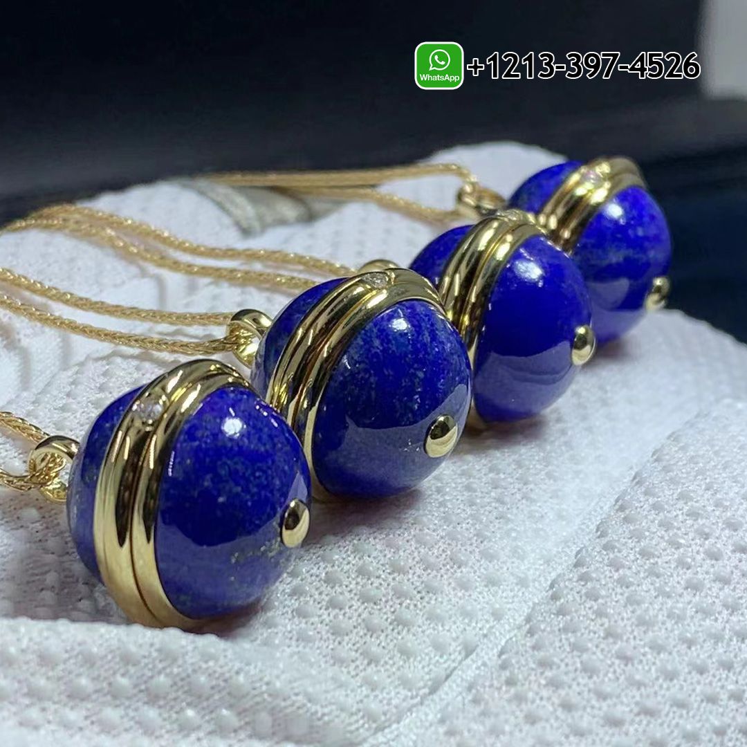 Piaget 18k Yellow Gold With Diamond Lapis Lazuli Possession Pendant Necklace