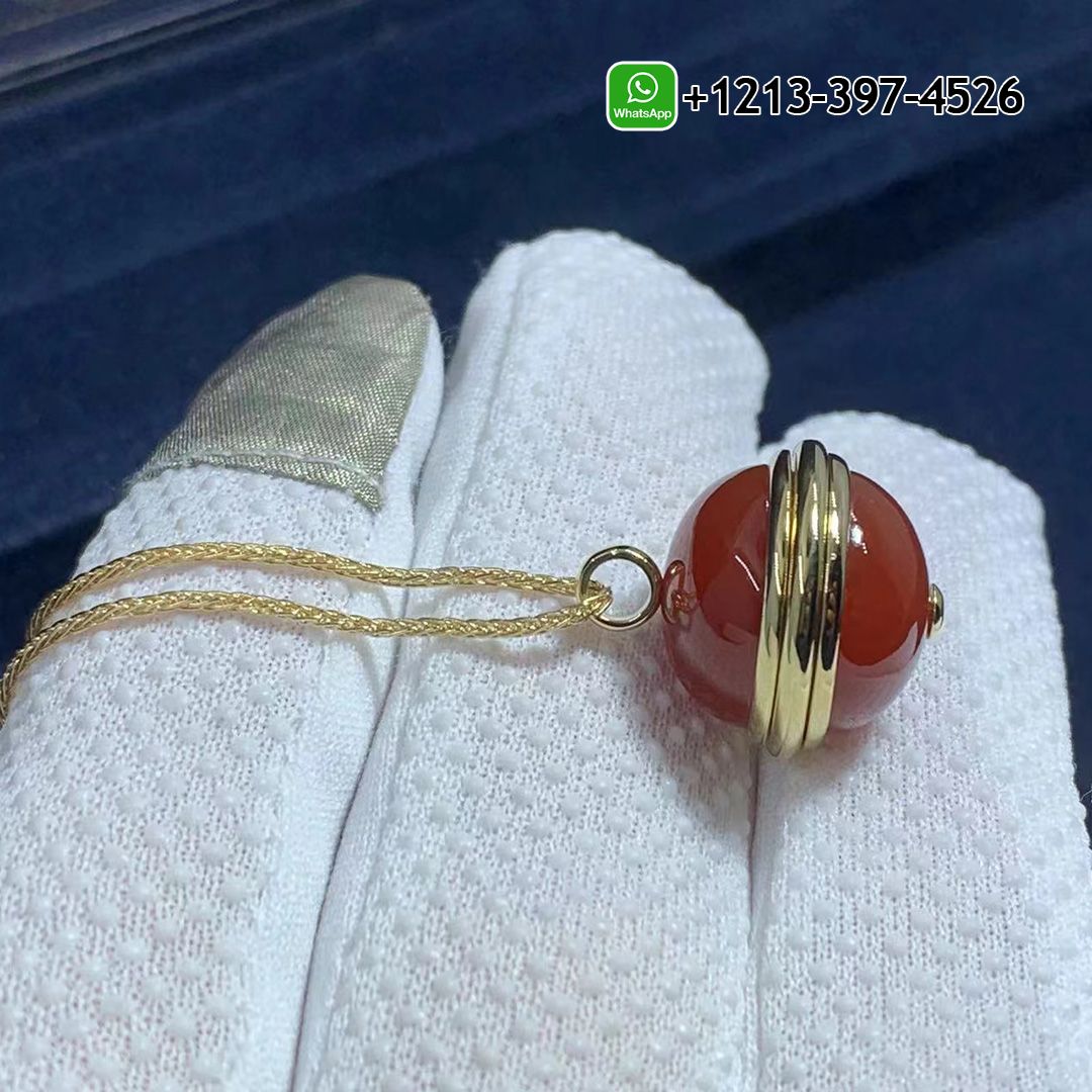 Piaget 18k Yellow Gold With Diamond Red Carnelian Possession Pendant Necklace