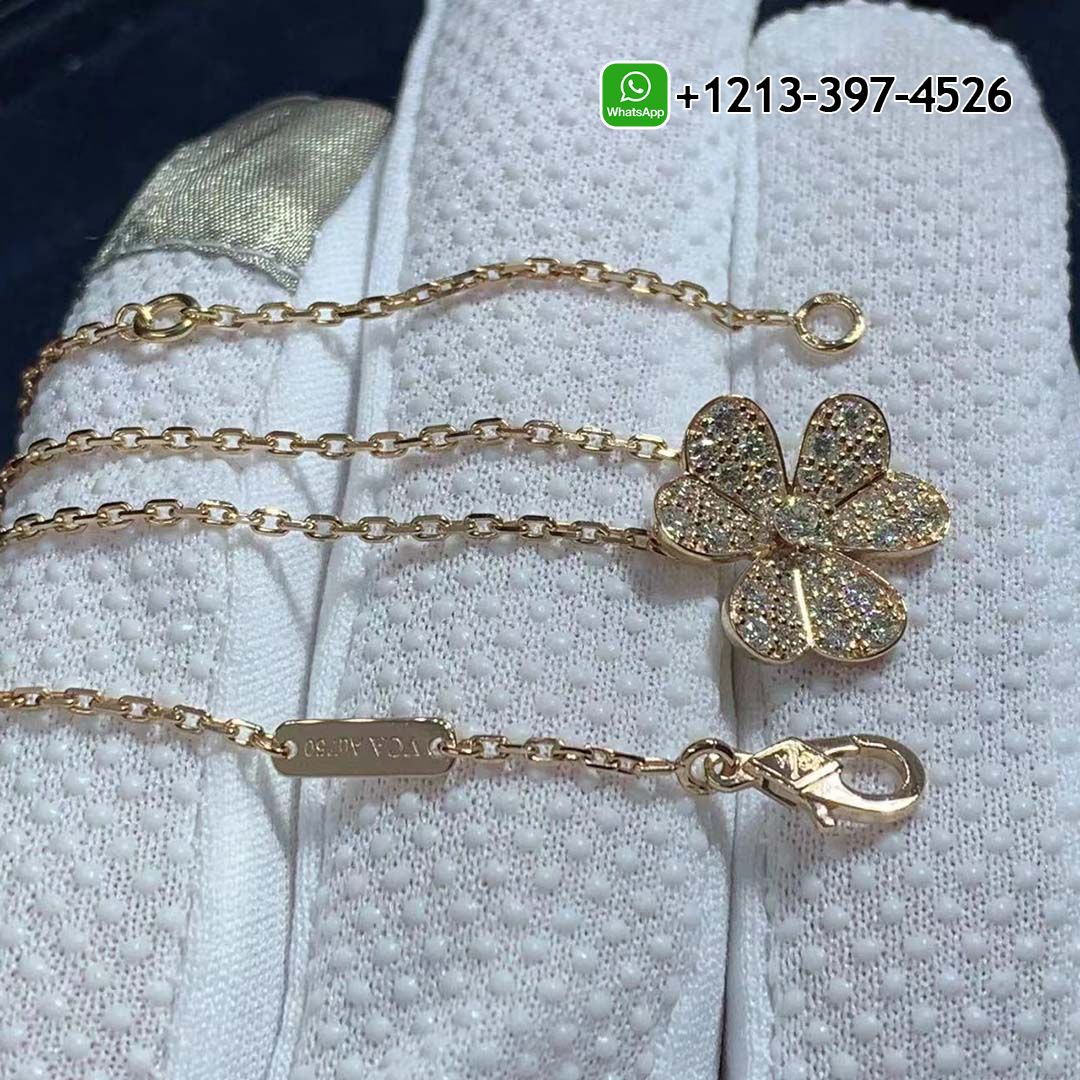 Van Cleef & Arpels 18k Rose Gold Frivole Diamond Small Model Pendant Necklace VCARP7RL00