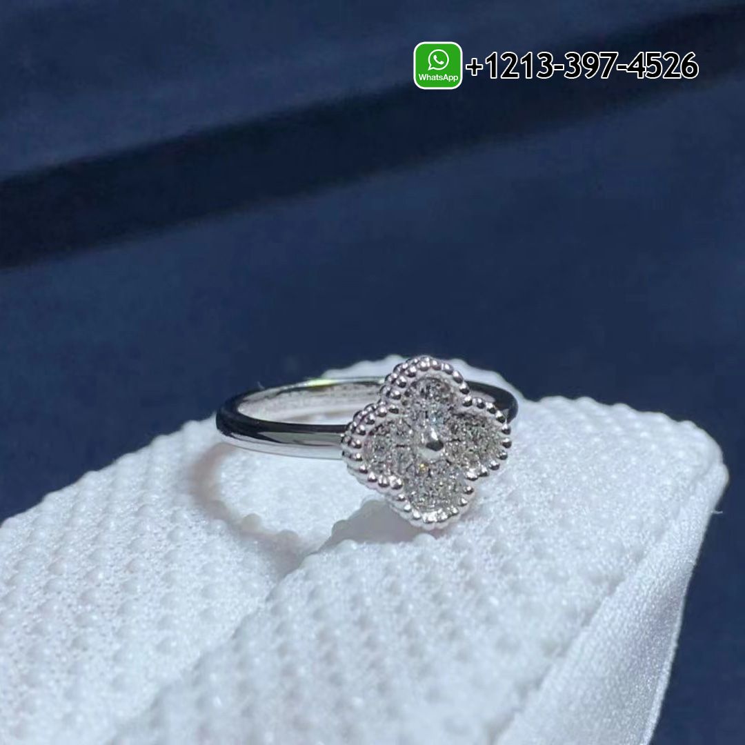 Van Cleef & Arpels 18k White Gold Sweet Alhambra Diamond Ring VCARO85800
