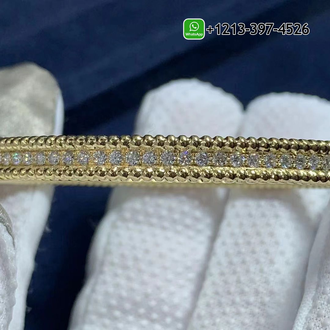 Van Cleef & Arpels Perlee Diamonds 1 Row 18k Yellow Gold Bangle Bracelet VCARP27B00