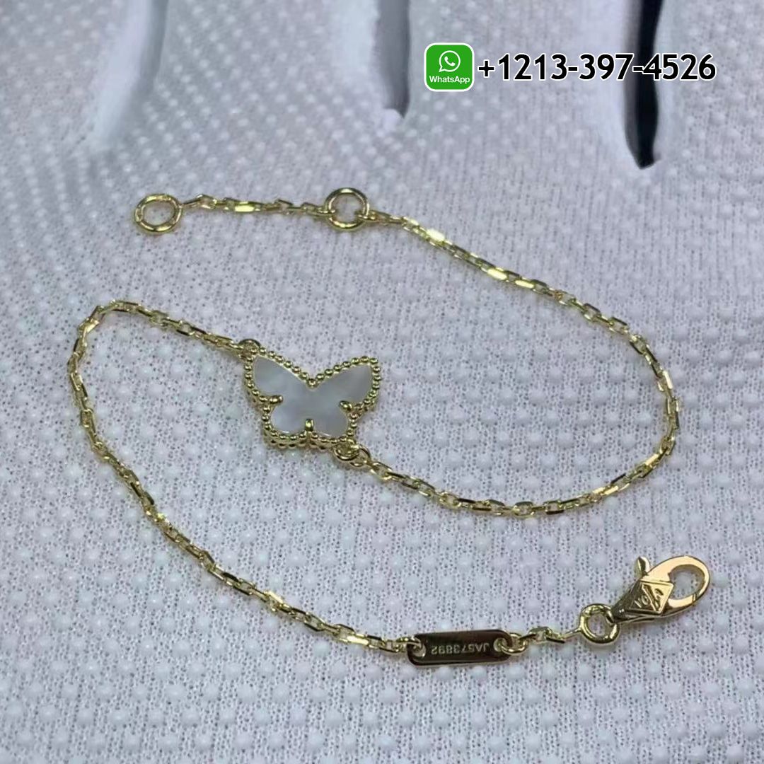 Van Cleef & Arpels Sweet Alhambra Butterfly Yellow Gold Mother-of-pearl Bracelet VCARF69000