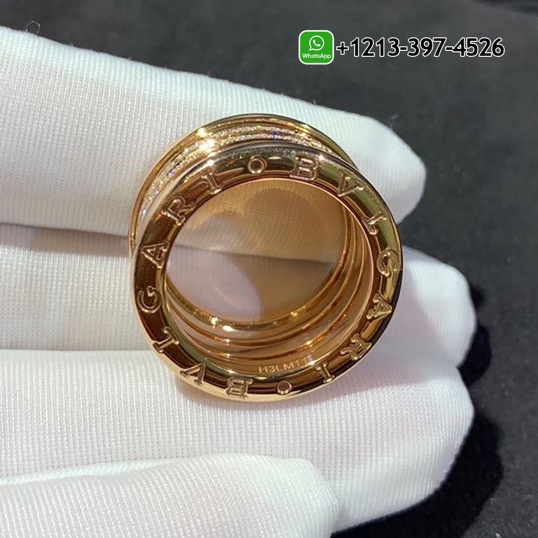 Bvlgari 4 Band B.Zero1 Diamond 18k Yellow Gold Ring