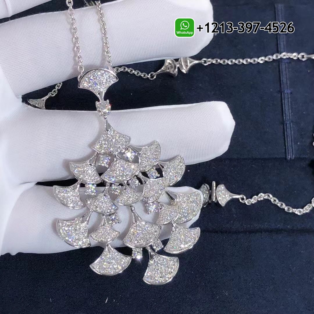 Bvlgari Divas Dream 18k White Gold Full Pave Diamonds Pendant Necklace
