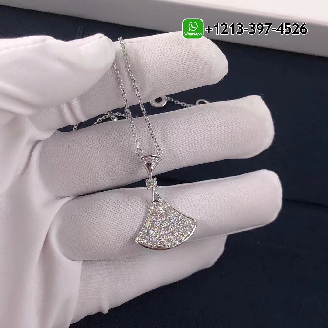 Bvlgari Divas Dream 18k White Gold Pave Diamonds Pendant Necklace