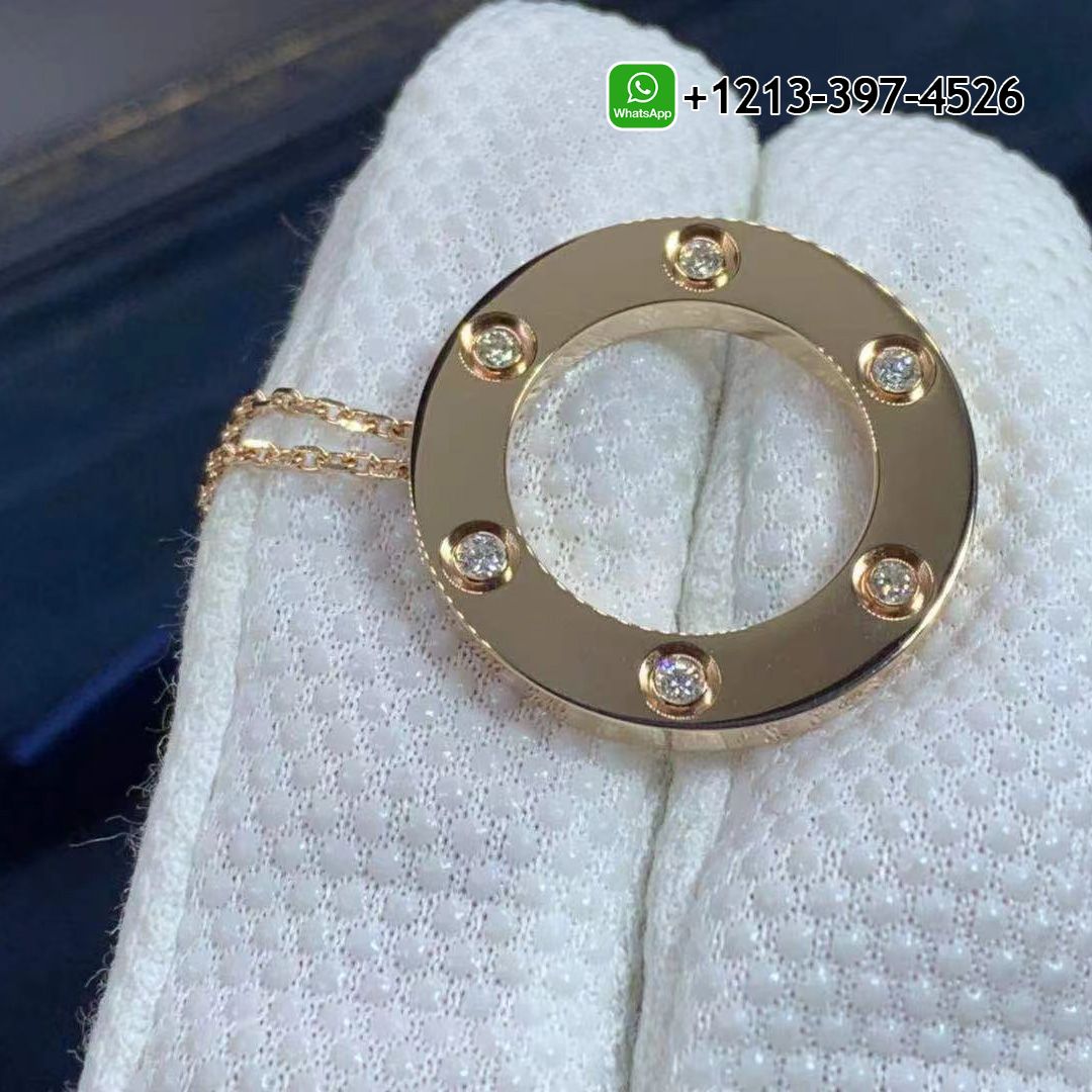 Cartier 18K Rose Gold 6 Diamonds Love Pendant Necklace B7014900