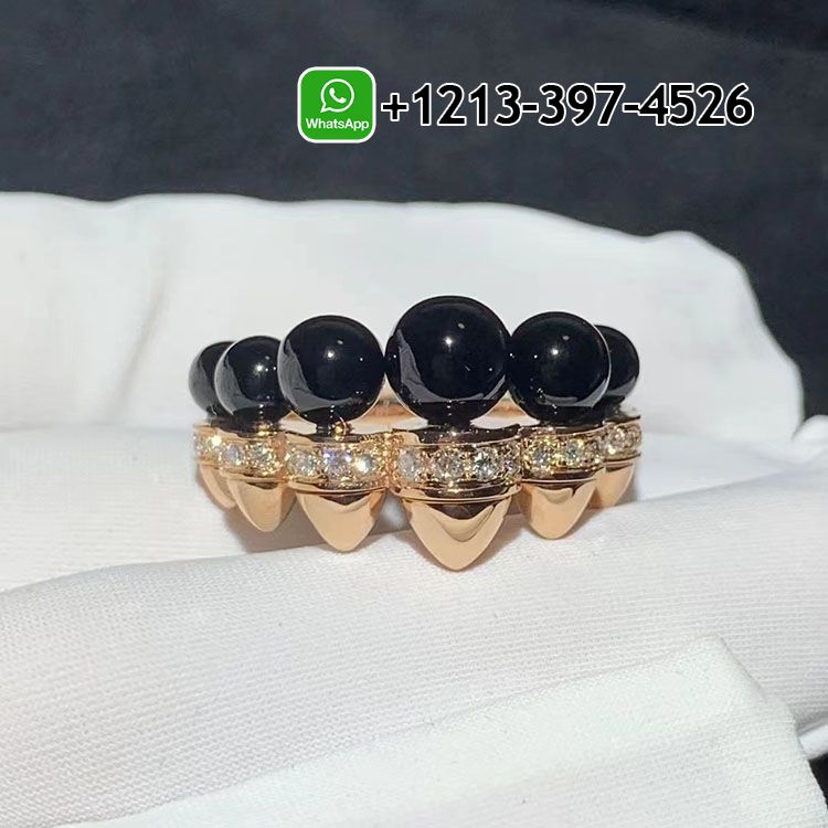 Cartier 18K Rose Gold Clash de Cartier Diamonds Large Modeland Onyx Ring N4793900