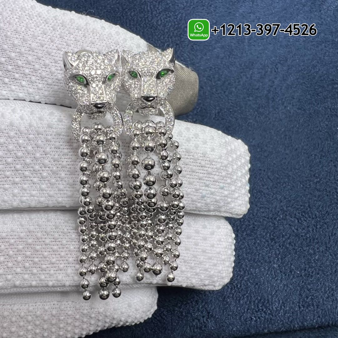 Cartier 18K White Gold 1.48ct Diamond Panthere de Cartier Tassel Earrings N8515073