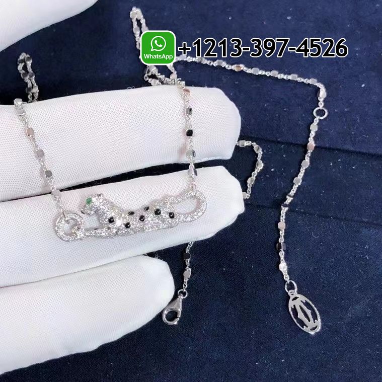 Cartier 18k White Gold Diamond Paved Panthère de Cartier Pendant Necklace N7424218