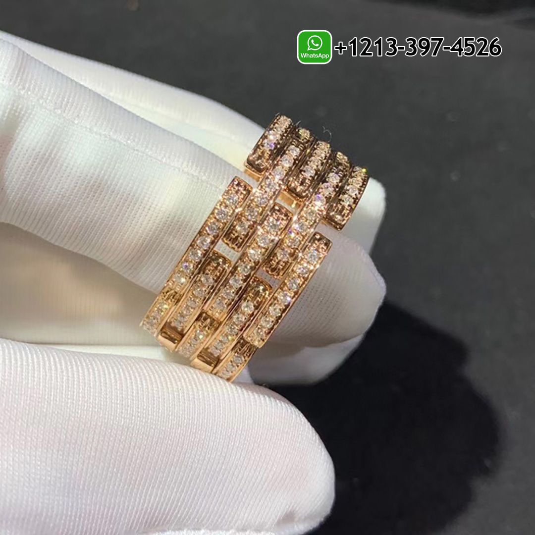 Cartier Maillon Panthère 18k Rose Gold 5 Half Diamond Paved Rows Band Ring N4749300
