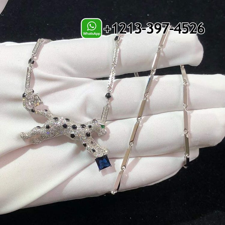 Cartier Panthère De Cartier 18K White Gold Sapphire and Diamonds Necklace H7000322
