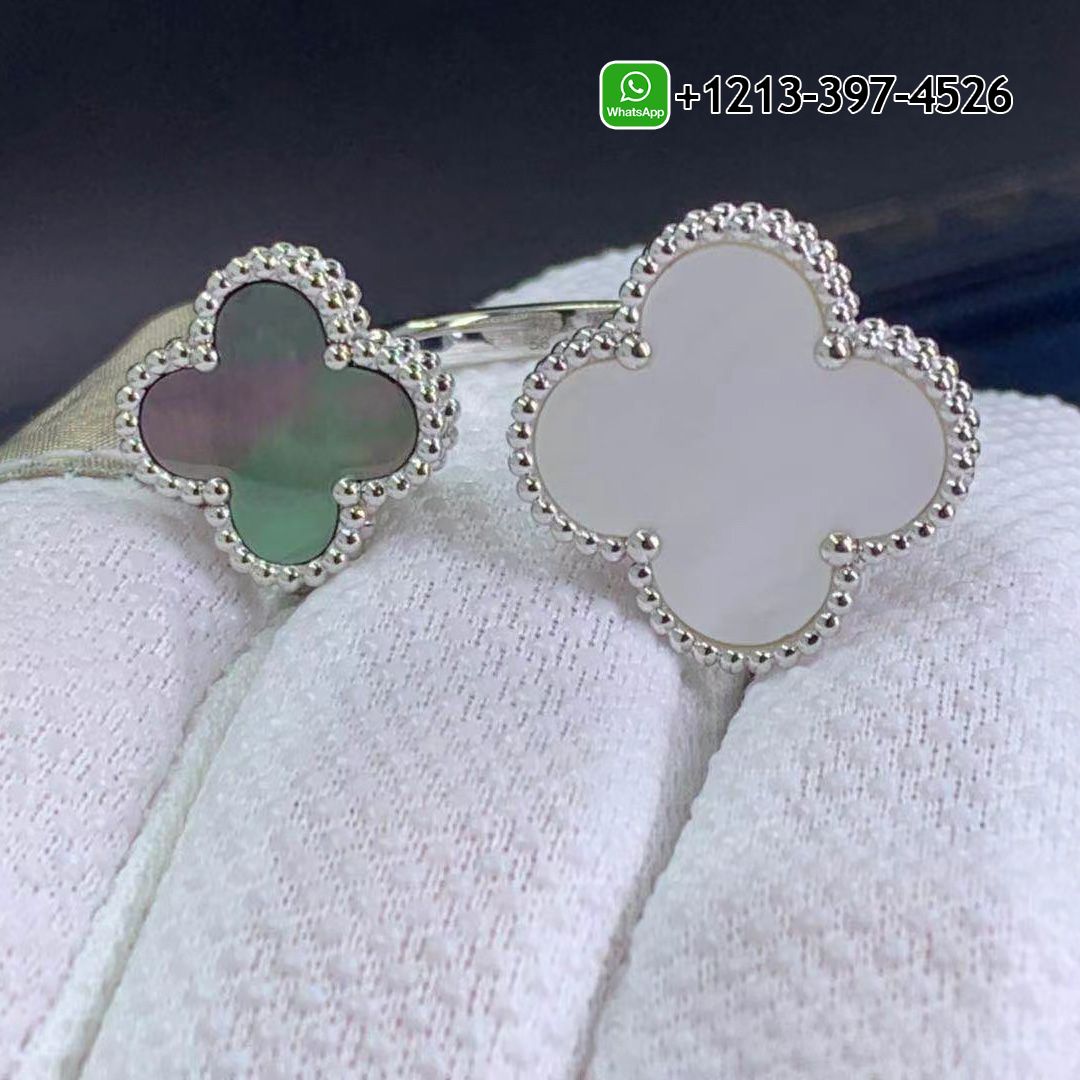 Van Cleef & Arpels 18K White Gold Mother of Pearl Magic Alhambra Between The Fingers Ring VCARN05600