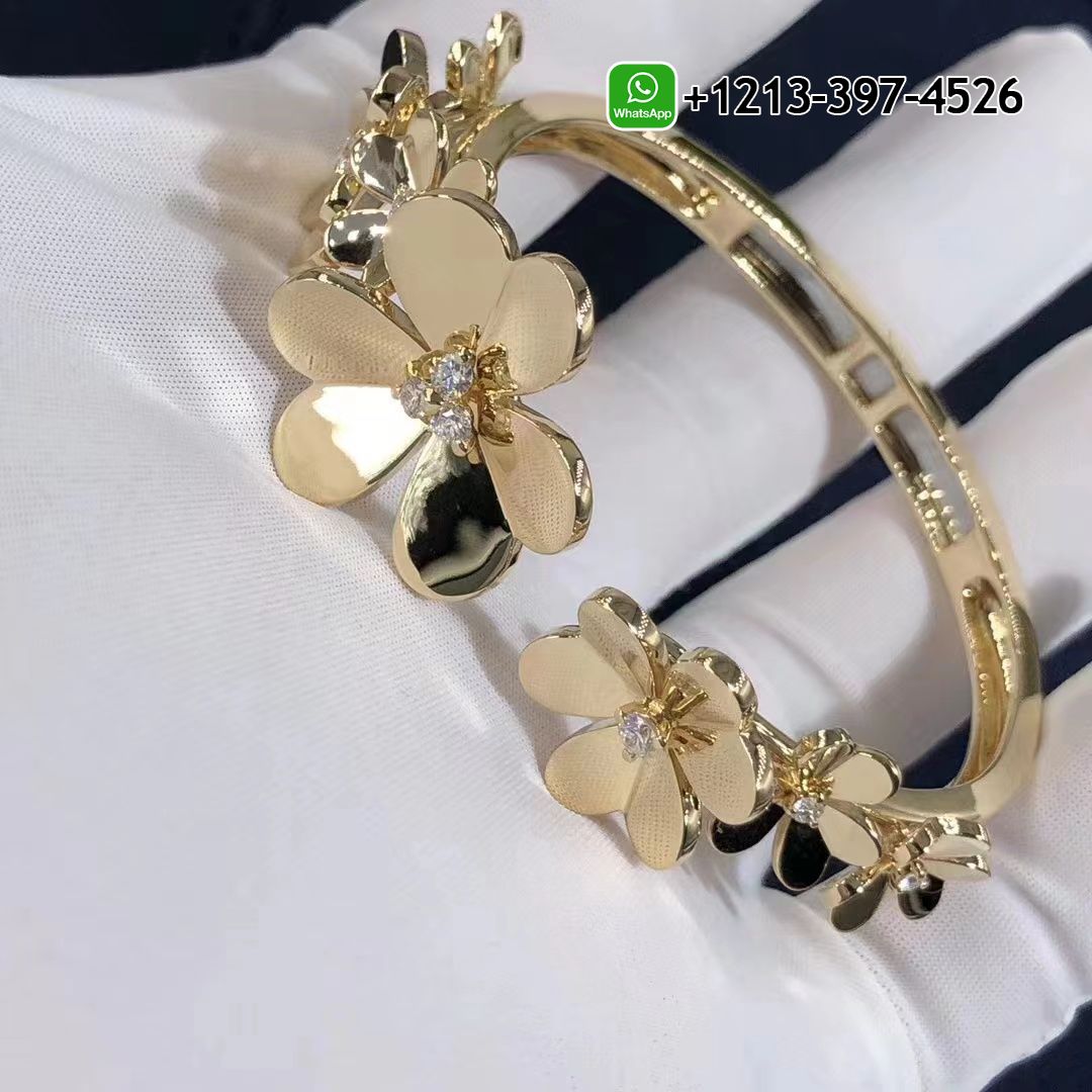 Van Cleef & Arpels Frivole 7 Flowers 18K Yellow Gold Diamond Bracelet VCARP6L200