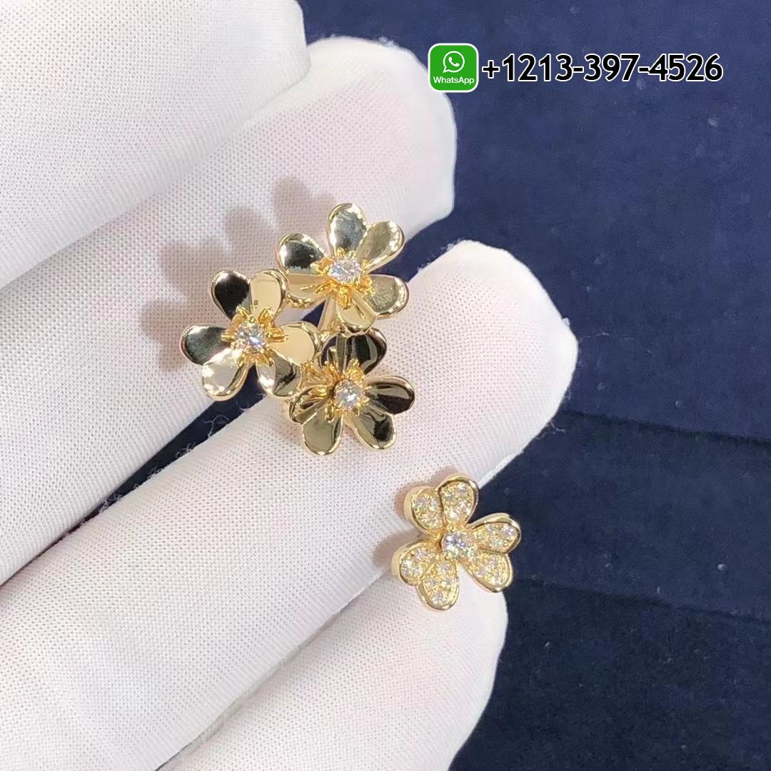 Van Cleef & Arpels Frivole Between The Finger 18K Yellow Gold Diamond Flower Ring VCARP3W500