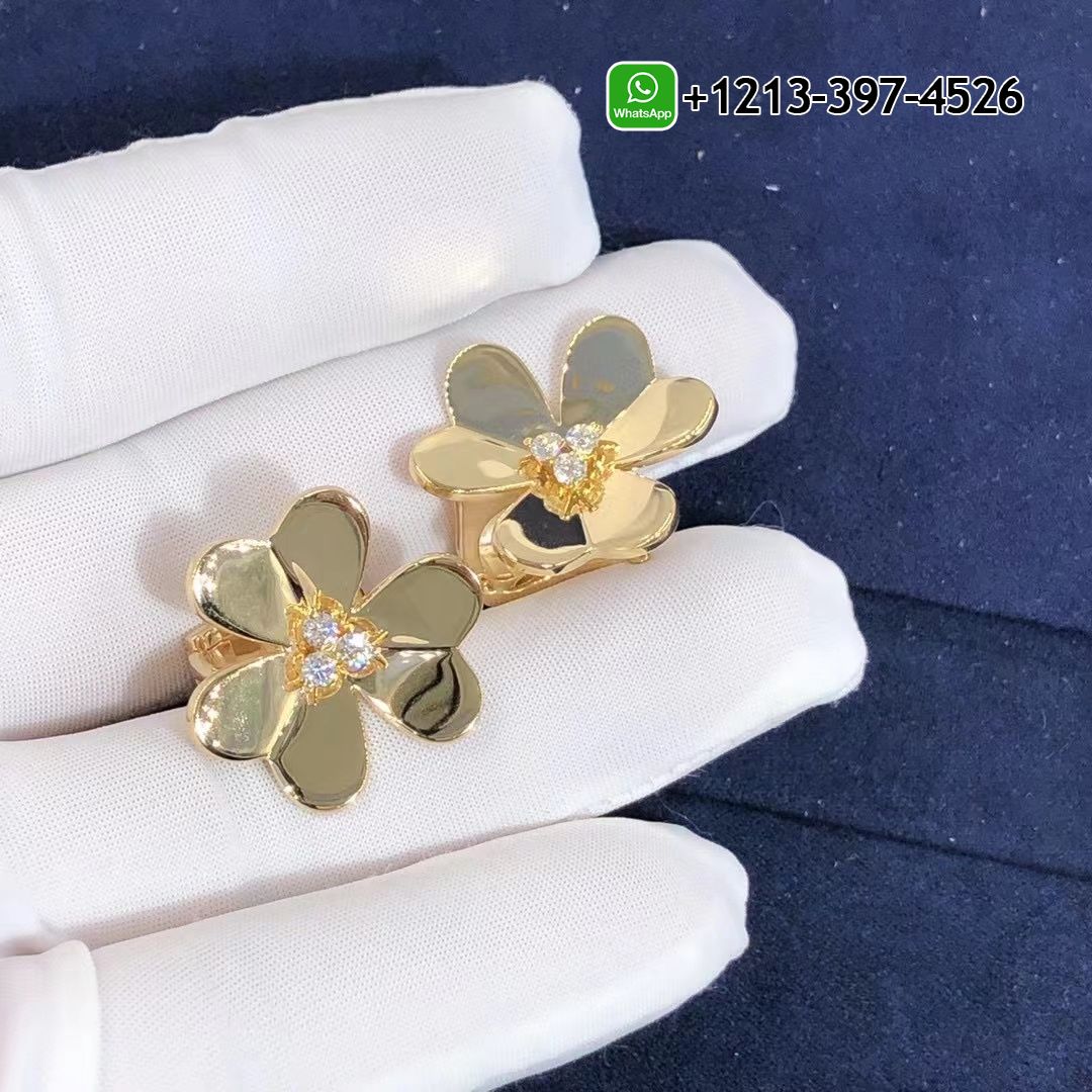 Van Cleef & Arpels Frivole Diamond 18k Yellow Gold Large Model Earrings VCARB65900
