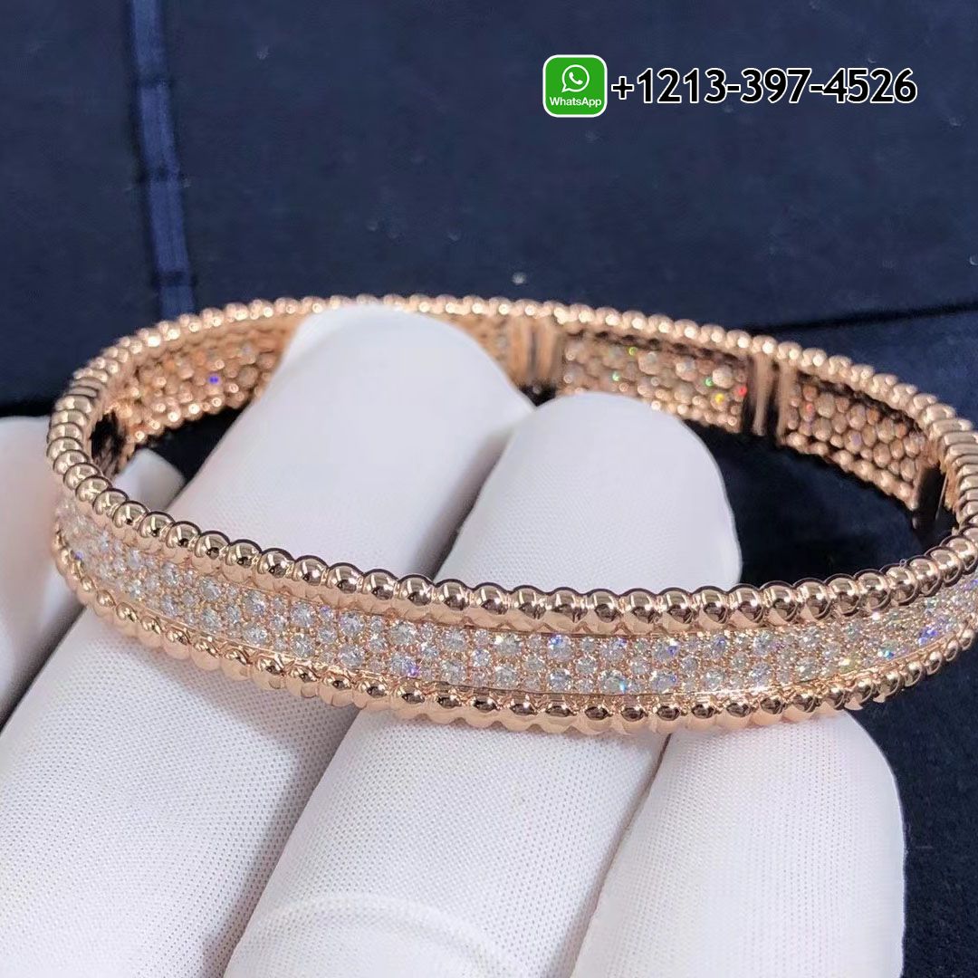 Van Cleef & Arpels Perlée Diamonds 18k Rose Gold Three Rows Bracelet VCARN9WF00