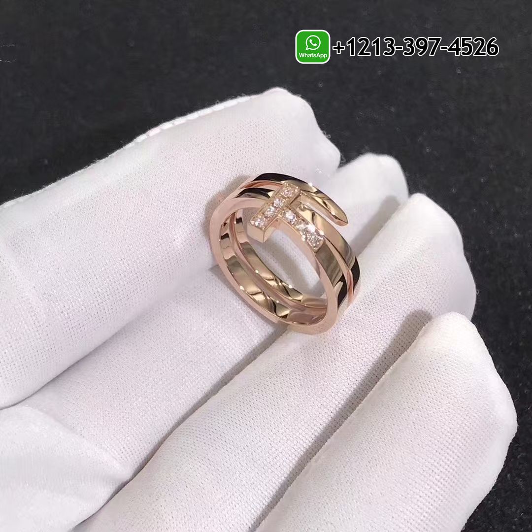Tiffany T 18k Rose Gold Diamond Square Wrap Ring