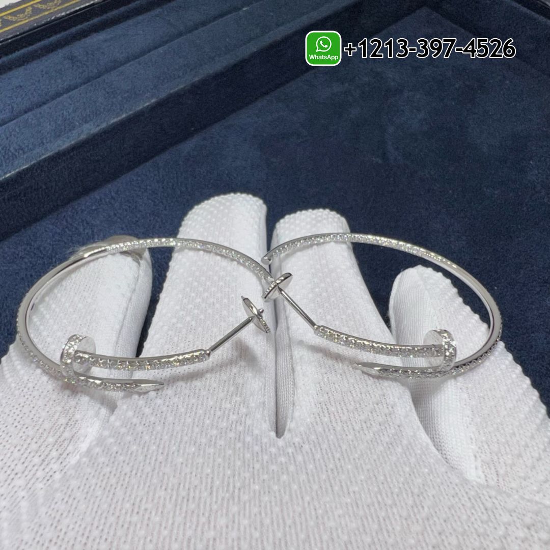 Cartier 18k White Gold Juste Un Clou Pave Diamond Large Nail Hoop Earrings N8515008