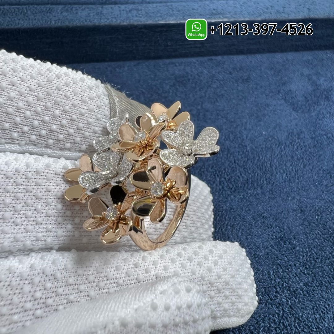 Van Cleef & Arpels 18K Rose Gold & Rhodium-Plated 18K White Gold Diamond Frivole 8 Flowers Ring VCARPFIQ00