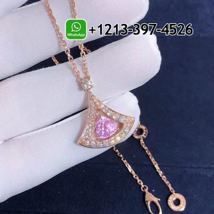 Bulgari Divas’ Dream 18K Rose Gold Set Pink Tourmaline and Diamonds Necklace