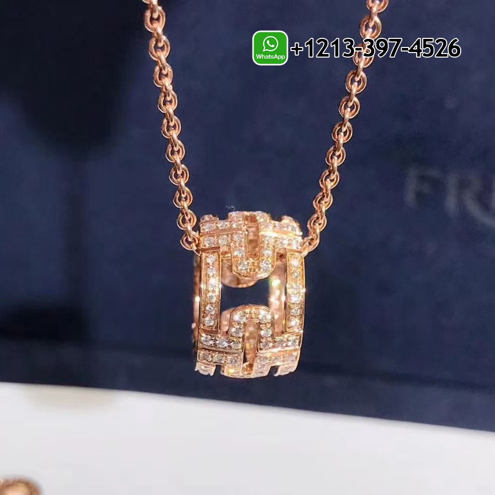 Bvlgari 18K Rose Gold Chain and 18 Kt Rose Gold Set with a Diamond Pendant Necklace