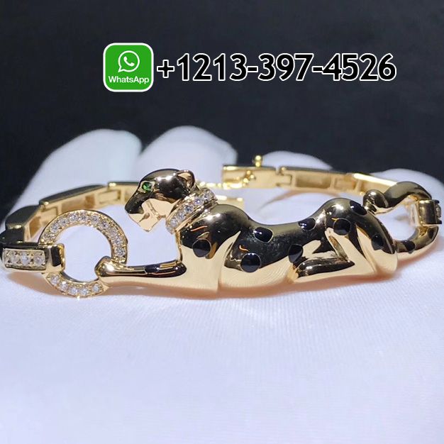 Cartier Panthère De Cartier 18K Yellow Gold, Lacquer, Diamond, Tsavorite Garnet, Onyx Bracelet Ref. N6036700