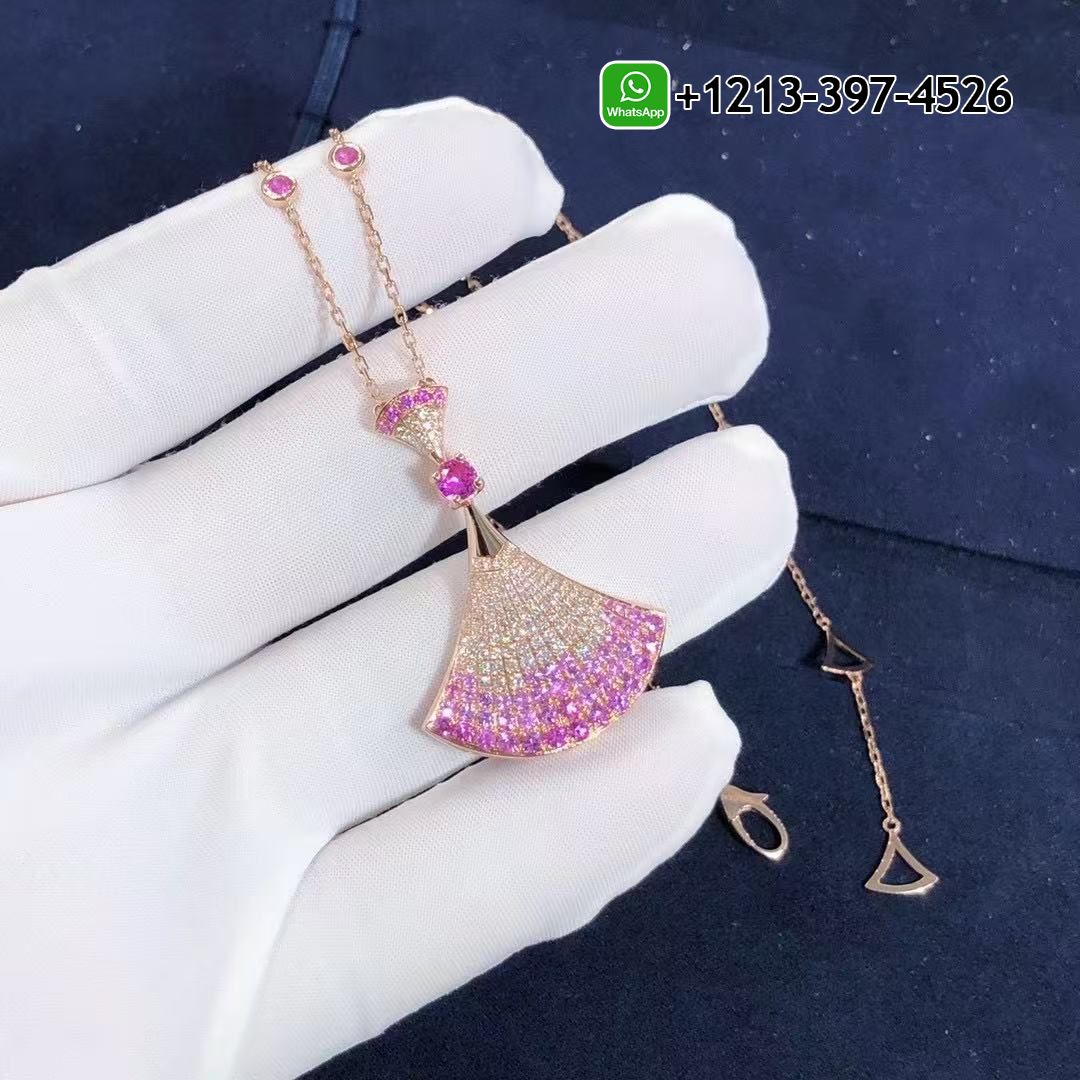 Bvlgari Divas’ Dream 18K Rose Gold Central and Sapphires and Diamond Pendant Necklace 358114