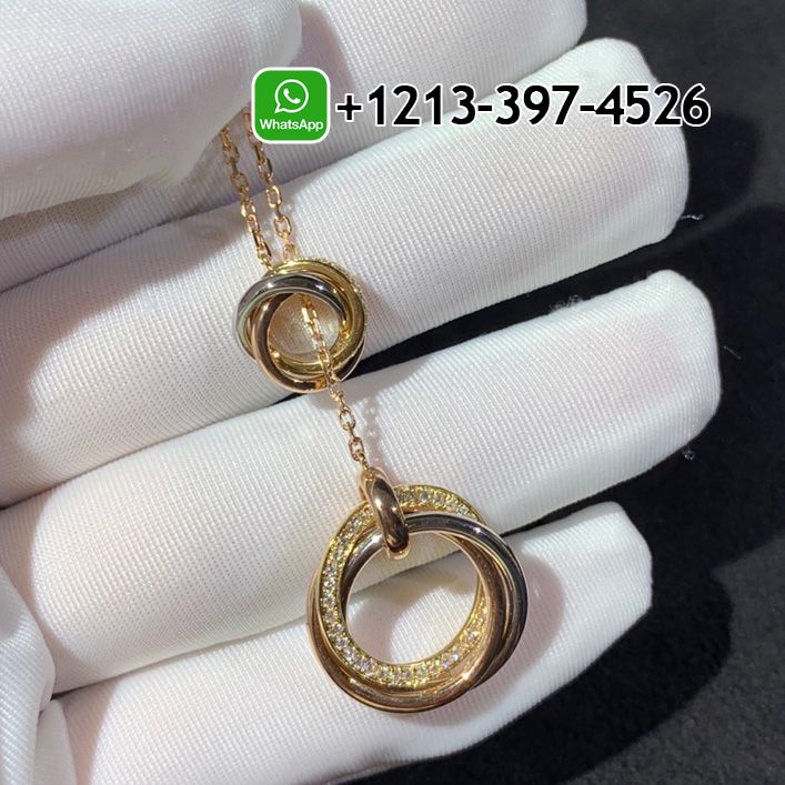 Cartier 18k Tri-Color Gold Diamond Trinity Necklace B7058500