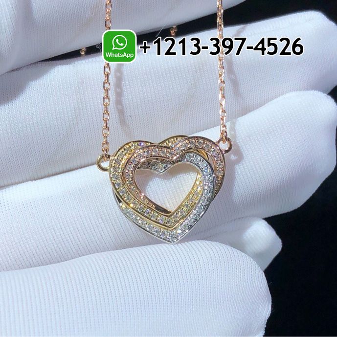 Cartier Trinity 18K Rose Gold Diamond Heart Necklace B7061300