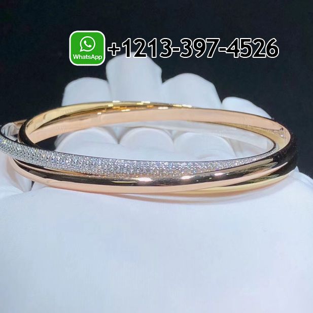 Cartier Trinity Tri-Color 18K Gold Diamond Medium Model Bracelet N6034102