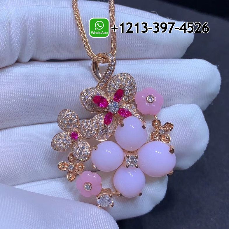 Chaumet Hydrangea 18K Rose Gold Pink Dawn Pendant Necklace 082782