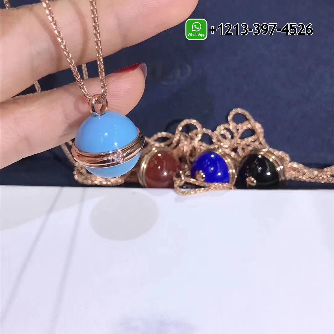 Piaget Possession 18K Rose Gold Turquoise Diamond Pendant Necklace G33PA400