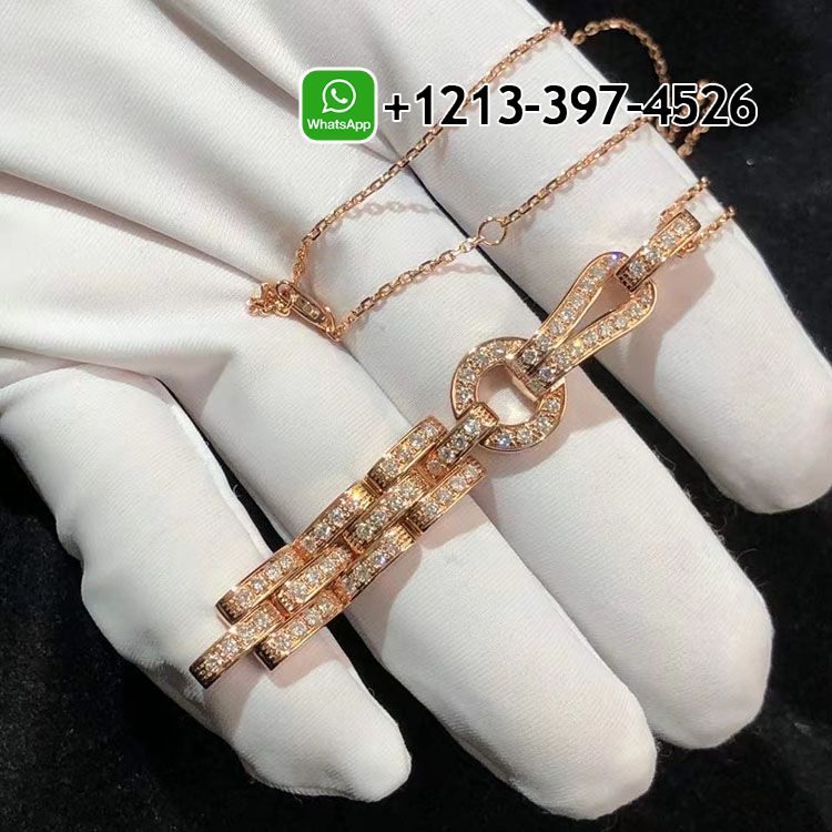 Cartier 18K Rose Gold Pave Diamond Agrafe Drop Pendant Necklace N7424320