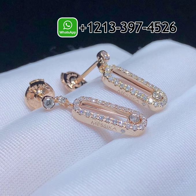 Messika Move Uno 18k Rose Gold Diamond Stud Earrings